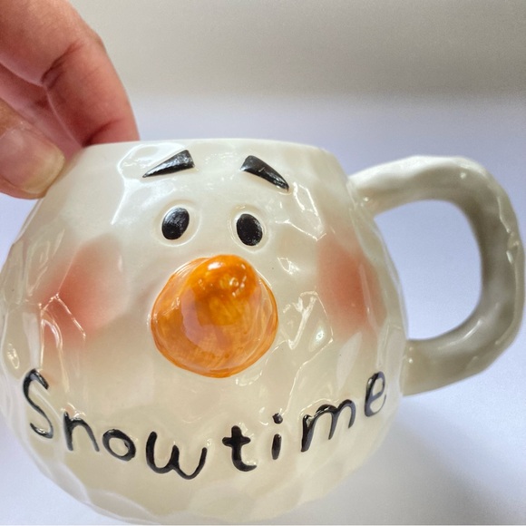 Snowman Snowtime 3D Coffee Mug Cup with Lid Carrot Pointy Nose Holiday 15 oz - Picture 9 of 11